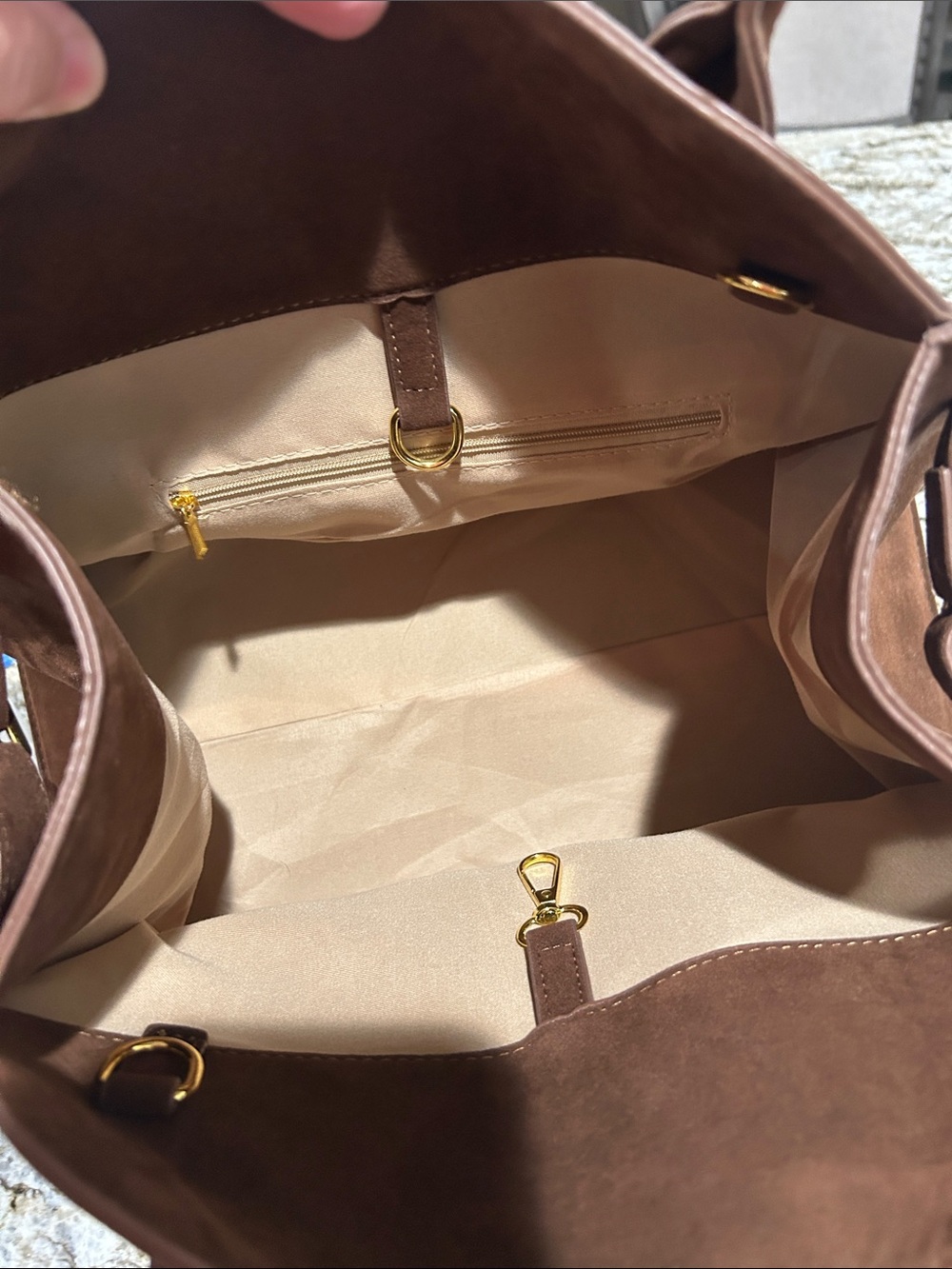 Brown Suede Top-Handle Satchel. Beautiful - Picture 4 of 4
